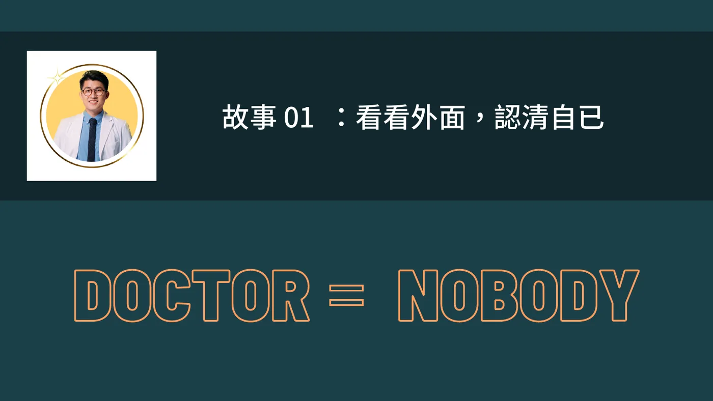 投影片：故事 01 看看外面，認清自己；DOCTOR = NOBODY
