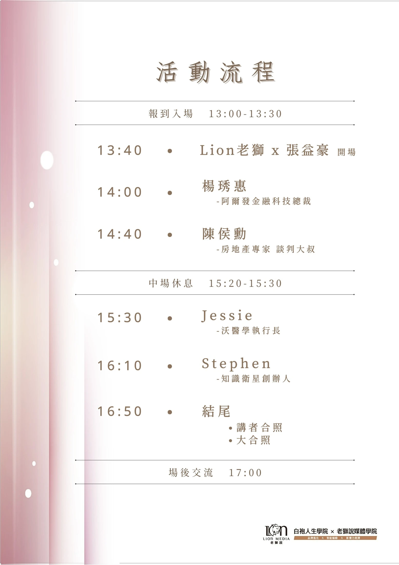 2025 年 12 月 28 日下午活動流程表